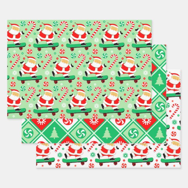 Hoja De Papel De Regalo Regalo de vacaciones de patinaje sobre patineta (Set)