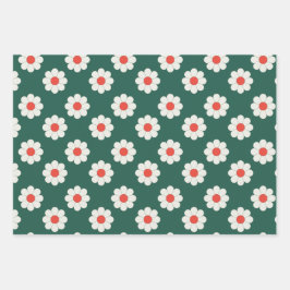 Hoja De Papel De Regalo Regalo de vacaciones Retro Boho Daisy