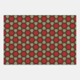 Hoja De Papel De Regalo regalo de vacaciones verdes y rojas