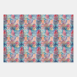 HOJA DE PAPEL DE REGALO REGALO ECLÉTICO COLORIDO DE BOHO