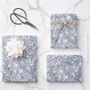 Hoja De Papel De Regalo Regalo elegante con brillo plateado para ella