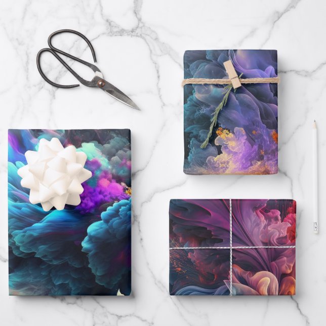 Hoja De Papel De Regalo Regalo elegante de arte de humo abstracto (Anverso)