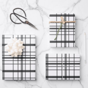 Hoja De Papel De Regalo Regalo minimalista de cuadros grises modernos