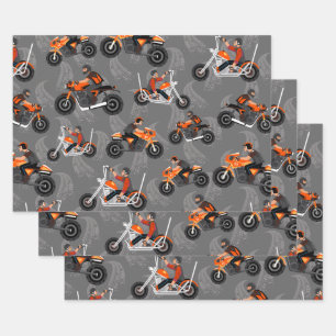 Hoja De Papel De Regalo Regalo motociclista fuera de carretera Patrón moto