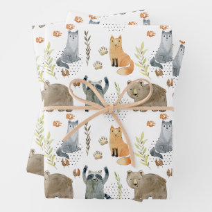 Hoja De Papel De Regalo Regalo para Baby Shower Bosque Encantado Animales