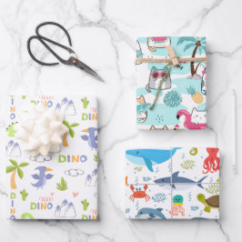 Hoja De Papel De Regalo Regalo para niños de animales curados