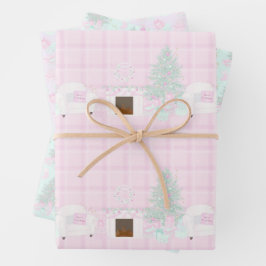 Hoja De Papel De Regalo Regalos de árbol de Navidad rosa claro
