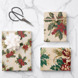 Hoja De Papel De Regalo regalos de navidades de patrón retro de mistletoe
