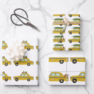 Hoja De Papel De Regalo Regalos de Navidades de taxi amarillo de Nueva Yor