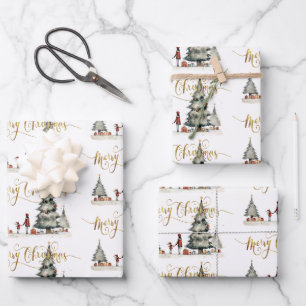 Hoja De Papel De Regalo Regalos navideños debajo del árbol