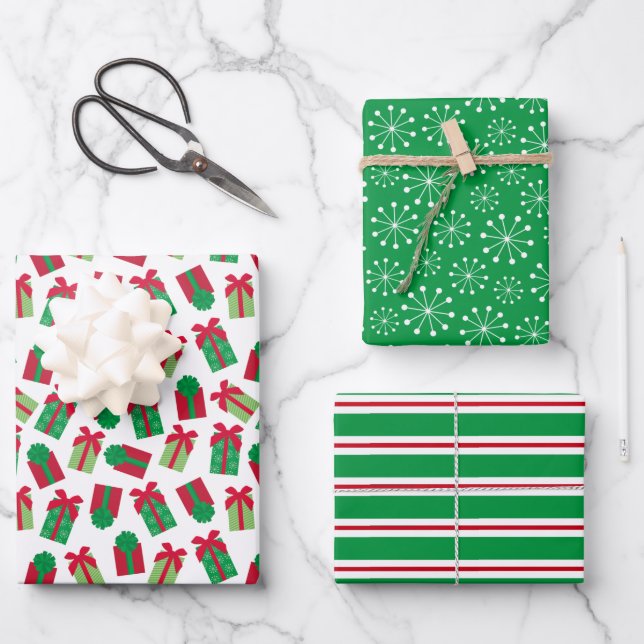 Hoja De Papel De Regalo Regalos navideños modernos (Anverso)
