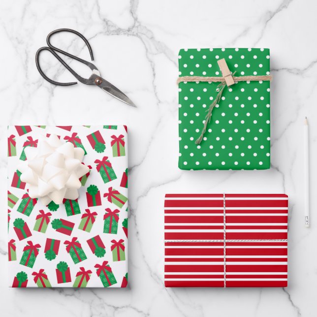 Hoja De Papel De Regalo Regalos navideños modernos (Anverso)