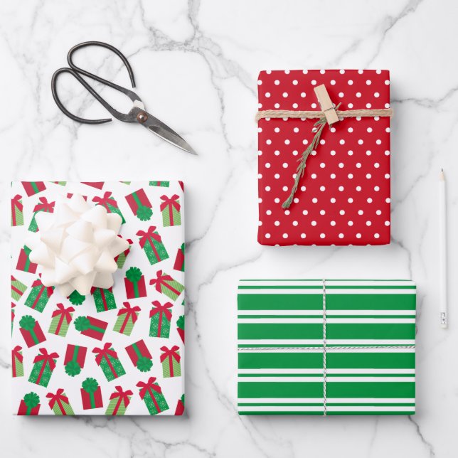 Hoja De Papel De Regalo Regalos navideños modernos (Anverso)