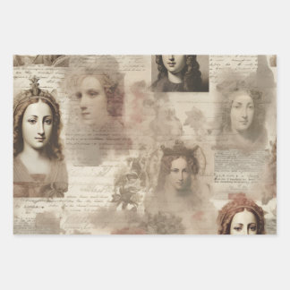 Hoja De Papel De Regalo Reinas y letra cursiva