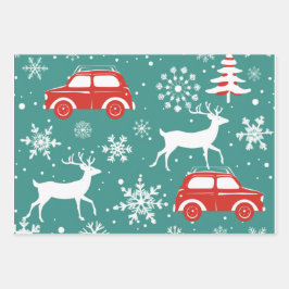 Hoja De Papel De Regalo Reindeer Joyride Snowflake Christmas Wrap