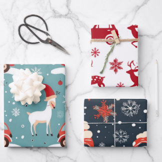 Hoja De Papel De Regalo Reindeer Joyride Snowflake Christmas Wrap