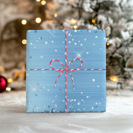 Hoja De Papel De Regalo Relieve metalizado Ombre Azul Bebé Luz Purpurinoso