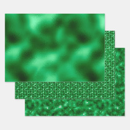 Hoja De Papel De Regalo Relieve metalizado verde