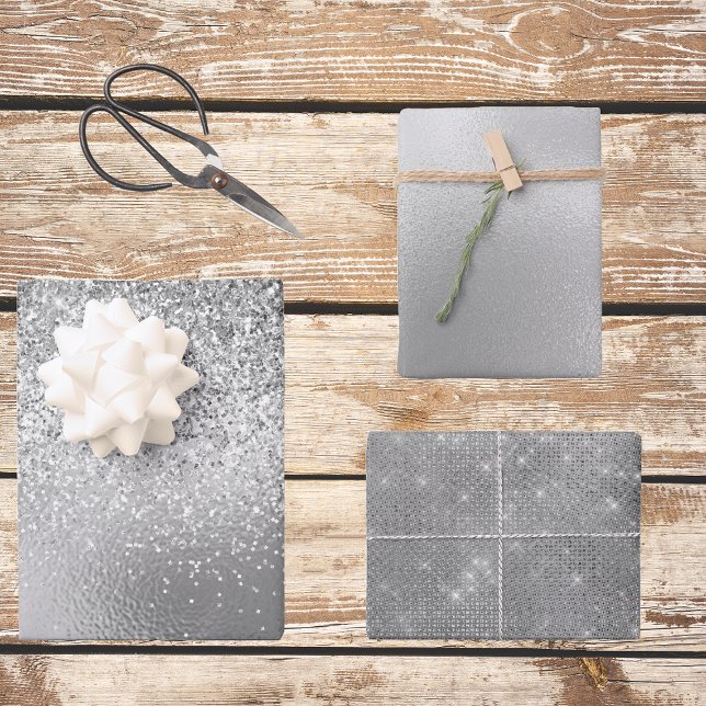 Hoja De Papel De Regalo Relieves metalizados de aspecto Purpurina gris pla (Subido por el creador)