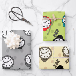 Hoja De Papel De Regalo Reloj de alarma de tres colores fiesta