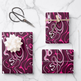 Hoja De Papel De Regalo Remolinos abstractos de damasco rosa caliente patr
