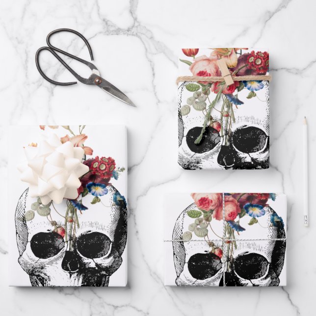Hoja De Papel De Regalo Renacimiento - Flor de cráneo (Anverso)