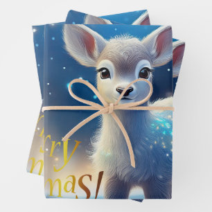 Hoja De Papel De Regalo Reno con Feliz Navidad