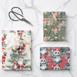 Hoja De Papel De Regalo Reno, oso panda para Navidades