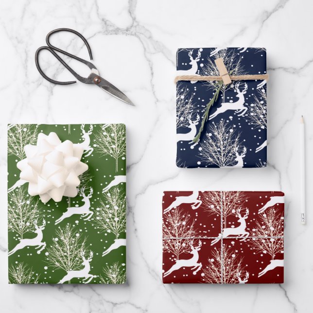 Hoja De Papel De Regalo Renos de Woodland - Navidades (Anverso)