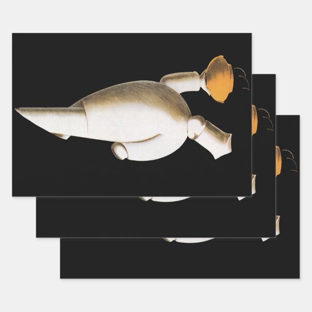 Hoja De Papel De Regalo Restaurante Art Deco Chef, Viñetas (Set)