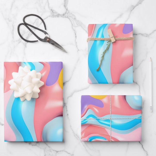 Hoja De Papel De Regalo Resumen 3D del líquido plástico (Anverso)