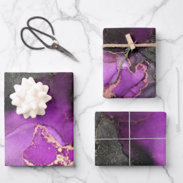 Hoja De Papel De Regalo Resumen Arte único Pink Purple Black Gold