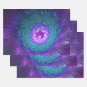 Hoja De Papel De Regalo Resumen Belleza floral Flor de arte fractal colori