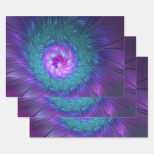 Hoja De Papel De Regalo Resumen Belleza floral Flor de arte fractal colori