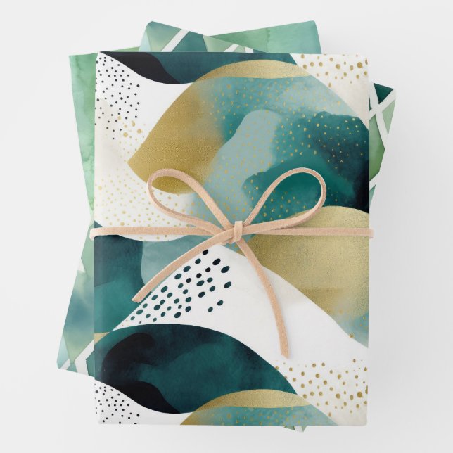 Hoja De Papel De Regalo Resumen blanco verde de moda (In situ)