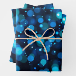 Hoja De Papel De Regalo Resumen brillante de la luz azul de Bokeh