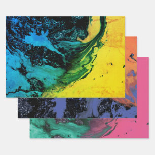 Hoja De Papel De Regalo Resumen, creativo, mármol, verde, amarillo, rosa