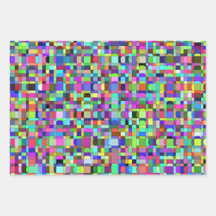 Hoja De Papel De Regalo Resumen Cuadrados Formas Patrón Multicolor