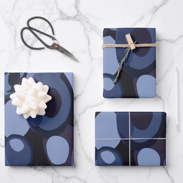 Hoja De Papel De Regalo Resumen Cumpleaños moderno del arándano azul (Anverso)
