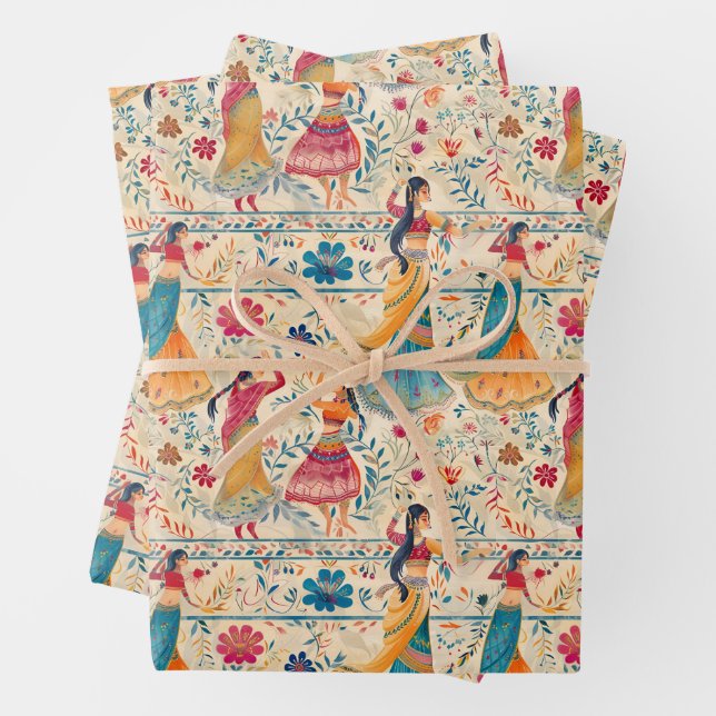 Hoja De Papel De Regalo Resumen de bailarinas de Bollywood (In situ)