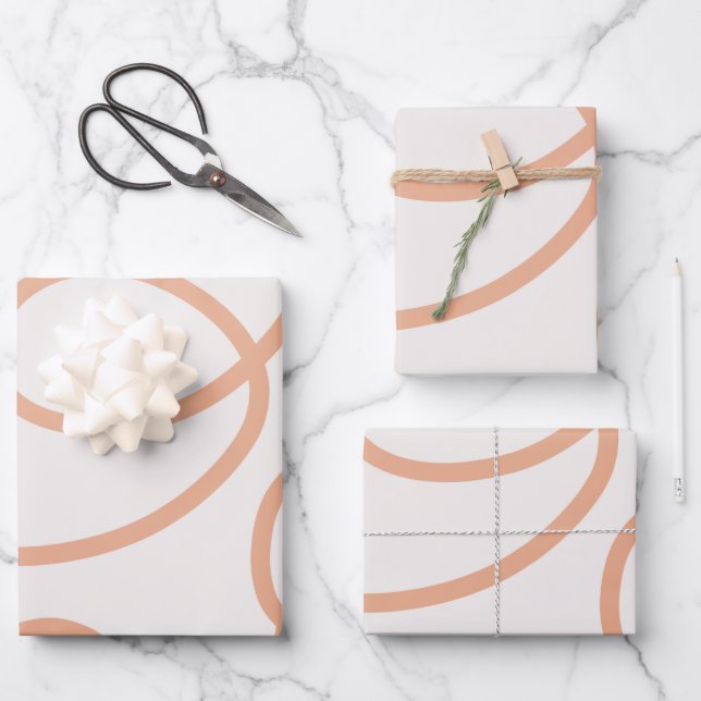 Hoja De Papel De Regalo Resumen de Beige Neutral Línea Mínima Trazos de pi (Anverso)