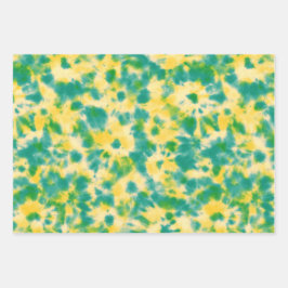 Hoja De Papel De Regalo Resumen de color de agua verde y amarillo tinte