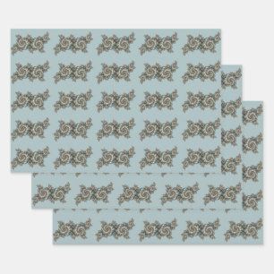 Hoja De Papel De Regalo Resumen de espirales de arte fractal beige claro a