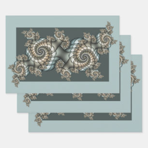 Hoja De Papel De Regalo Resumen de espirales de arte fractal beige claro a
