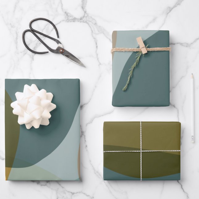 Hoja De Papel De Regalo Resumen de formas geométricas azul y amarillo  (Anverso)