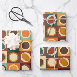 Hoja De Papel De Regalo Resumen de formas geométricas en colores retro