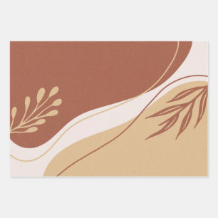 Hoja De Papel De Regalo Resumen de formas irregulares con colores de tierr