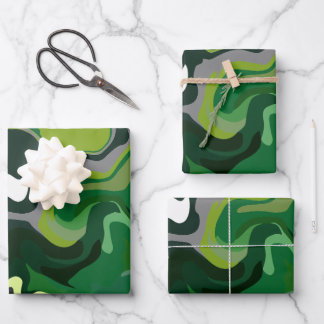 Hoja De Papel De Regalo Resumen de la armonía verde con los patrones de fl