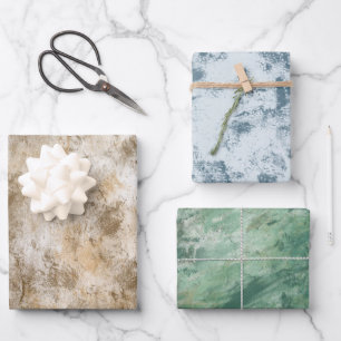 Hoja De Papel De Regalo Resumen de la Moda de Grunge verde azul de oro cre