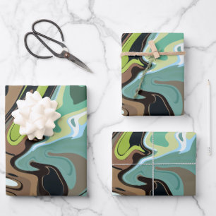 Hoja De Papel De Regalo Resumen de la Tierra Swirling Marble Design